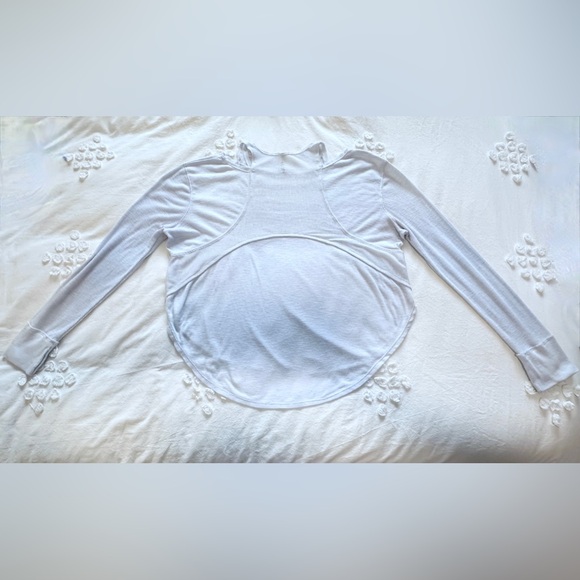Free People Movement Lay Up Long Sleeve Tee - Light Grey/Blue - S - Picture 3 of 11